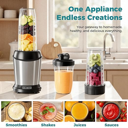 OLIXIS Smoothie Blender Personal Blenders for Kitchen with 16 24 34 oz BPA-Free Portable Cups Mini Smoothie Maker for Shakes Sauces Juice and Ice Crushing Silver