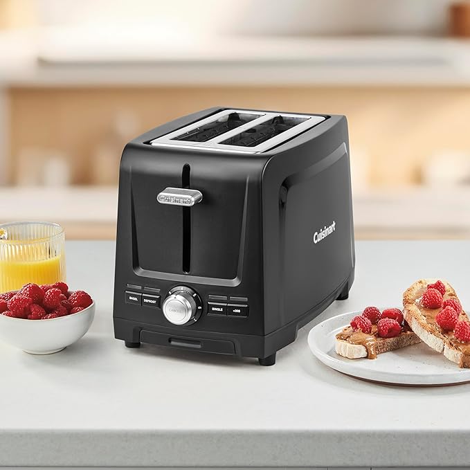 Cuisinart Core Collection 2-Slice Toaster | Extra-Long Slots for Artisan Bread Bagel | High-Lift Quickview™ | Single Slice &amp Defrost Function | +30sec Toast Boost | Removable Crumb Tray Black