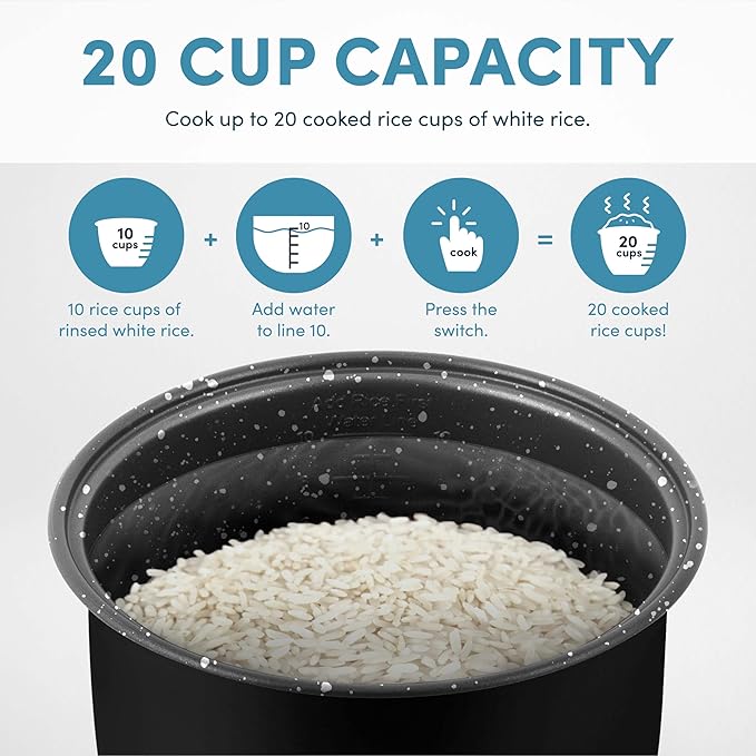 AROMA® 20-Cup (Cooked) / 10-Cup (Uncooked) Digital Rice Cooker Multicooker Slow Cooker Steamer Flash Rice Keep Warm Sensor Logic® Technology Stainless Steel Exterior
