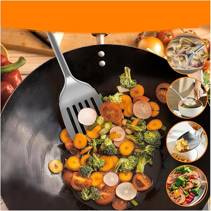 5Pcs Kitchen Cooking Utensils Set Durable Stainless Steel Tools Washable Spoons Spatula Gadgets