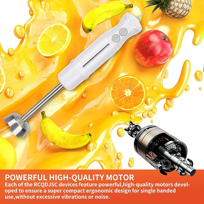 Handheld Blender 5-in-1 Multi-Function Stick Mixer 600w 10 Speed - Perfect for Food Whipping Milk &amp Egg Mixing - Mortar Beaker &amp Measuring Cup Included