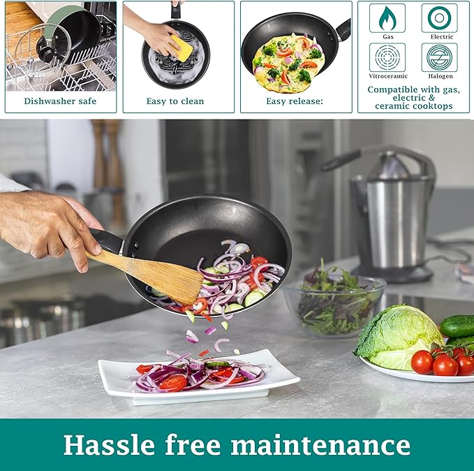 7-Piece Aluminum Cookware Set Nonstick Pots and Pans Green
