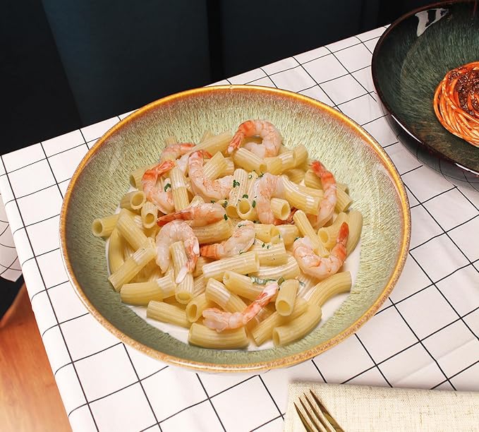 Large Pasta Bowls 56 Oz soup bowl soup plate Set of 2 Serving Salad Dinner deep Plate/Wide Bowl Microwave Oven Dishwasher Safe Kitchen Dinnerware Modern Porcelain Dishes 10 inch