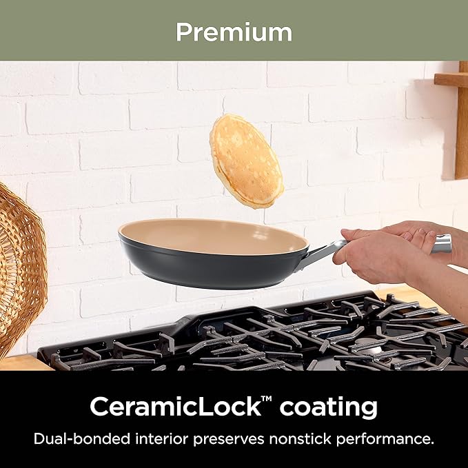 Ninja Pots and Pans Set Non Stick | Extended Life Premium Ceramic Cookware Set | 9-Piece Nonstick | PTFE Free | Oven Safe to 550°F | Induction Compatible | Frying Pan x3 | Cooking Pot x3 | CW99009