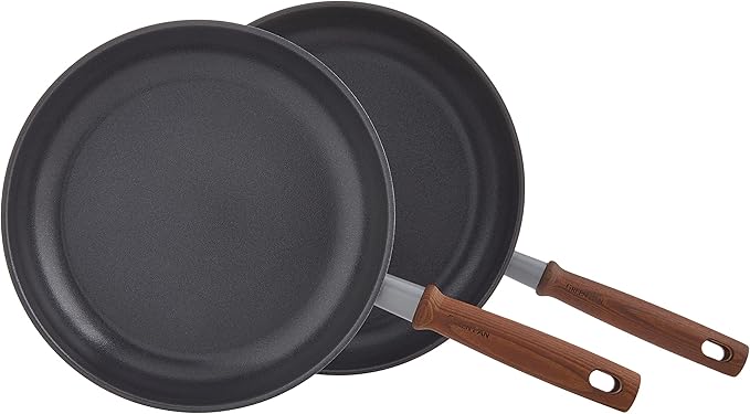 GreenPan Mayflower Pro Hard Anodized Healthy Ceramic Nonstick 10 and 12 Frying Pan Skillet Set Vintage Wood Handle PFAS-Free Induction Charcoal Gray