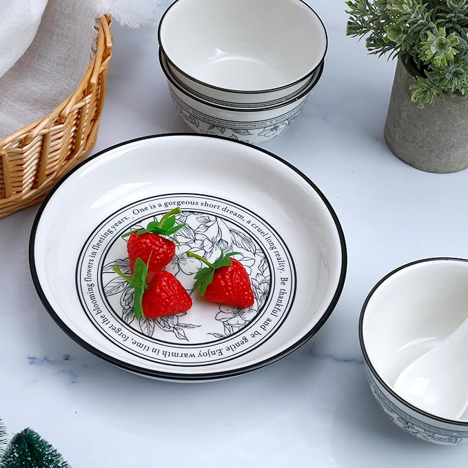 Floral Porcelain Dinnerware Sets for 2 10-Piece Plates and Bowls SetMicrowave &amp Dishwasher Safe Elegant Gift Packaging