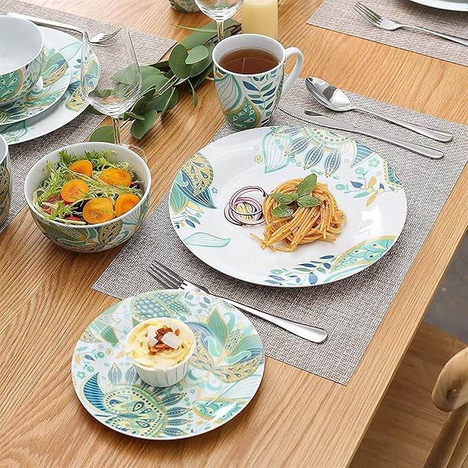Porcelain Dinnerware Sets Plates and Bowls Sets 32-Piece Porcelain Ceramic Tableware Dinner Set with Dinner Plate Dessert Plate Cereal Bow