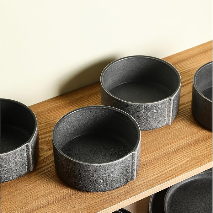 Stone Lain Bao 4-Piece Bowl Set Stoneware Charcoal