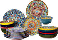 24 Pieces Dinnerware Sets Plates and Bowls Set Porcelain Dishes Set for 6 Microwave and Dishwasher Safe Scratch Resistant Bohemian Style Dishes Set Service for 6