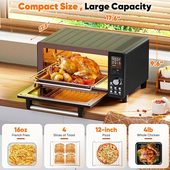 Nuwave Bravo Pro Convection Air Fryer Toaster Oven Combo 2025 New and Improved 10-in-1 50°-450°F Temp Controls Quick &amp Even Crisp Technology 21Qt Capacity Black PFAS Free