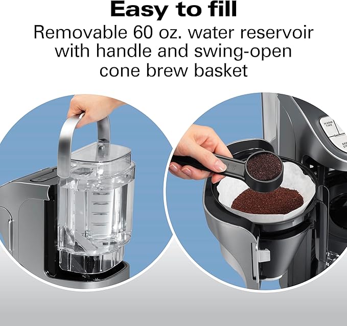 Hamilton Beach Professional Programmable Drip Coffee Maker 12 Cup Capacity Ergonomic Carafe 60oz Removable Reservoir120 volts Brushed Metal (49500)