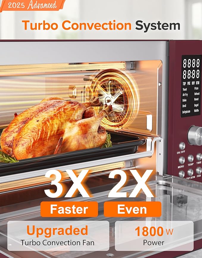 Nuwave Bravo Pro Smart Air Fryer Toaster Oven Combo 10-in-1 Functions with Quicker &amp Even Crisp Technology 1800W 50-450°F PFAS-Free 21QT Cinnamon