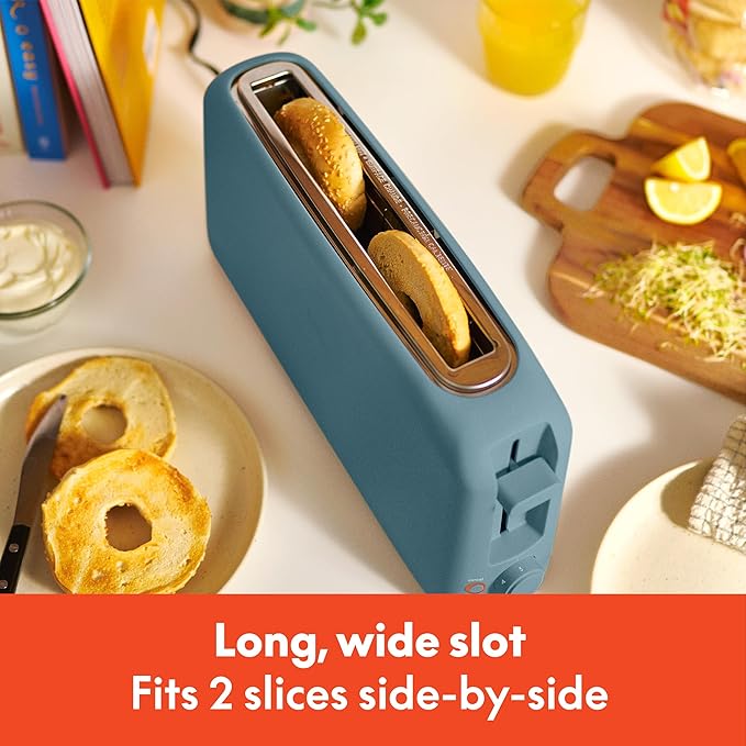 bella 2 Slice Slim Toaster Fits-anywhere™ Kitchenware 6 Setting Shade Control with Reheat &amp Cancel Buttons Fits Sourdough 10” Long Slot Anti Jam &amp Auto Shutoff 900 Watt Surf