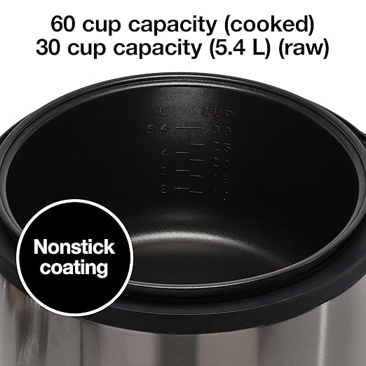 Proctor Silex Commercial 37560R Rice Cooker/Warmer 60 Cups Cooked Rice Capacity Nonstick Inner Pot Hinged Lid Stainless Steel Housing Conforms to NSF