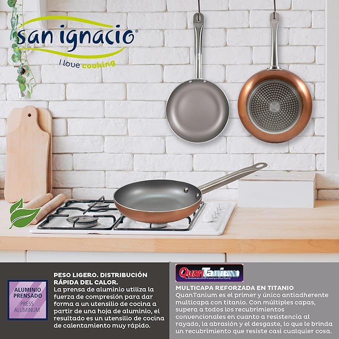 Kitchen Battery 12 Pieces SAN IGNACIO Cassel Stainless Steel with pan Set (182022242628 in) in Pressed Aluminum