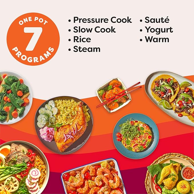 Instant Pot Duo 7-in-1 Electric Pressure Cooker Slow Cooker Rice Cooker Steamer Sauté Yogurt Maker Warmer &amp Sterilizer Includes App with Over 800 Recipes Stainless Steel 8 Quart