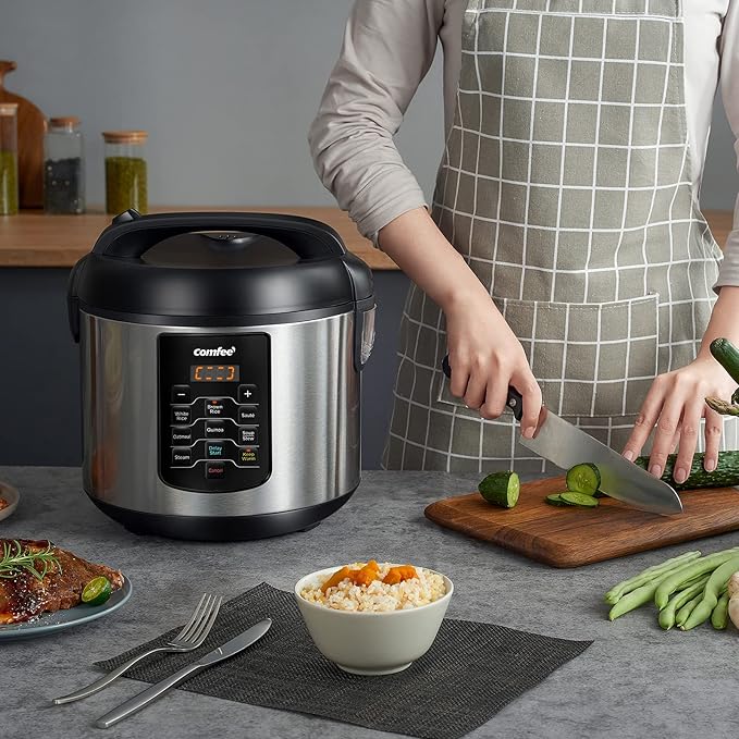 COMFEE' Rice Cooker 10 cup Uncooked/20 cup Cooked Rice Maker Steamer Saute Steamer and Warmer 5.2 QT Large Capacity Brown Rice Quinoa and Oatmeal 8 One-Touch Programs
