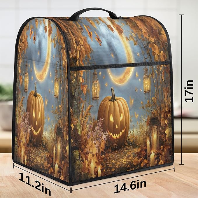 cfpolar Kitchen Aid Mixer Cover Compatible with 6-8 Quarts Fall Pumpkin Maple Leaves Stand Mixer Cover Kitchen Aid Mixers Accessories Appliance Organizer Bag Dust Covers with Zipper Pocket