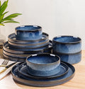 TheTerra Ceramic Dinnerware Sets for 4 12 Pieces Porcelain Lightweight Plates and Bowls Sets Scratch Resistant Dish Set Oven &amp Microwave &amp Dishwasher Safe Starry Blue