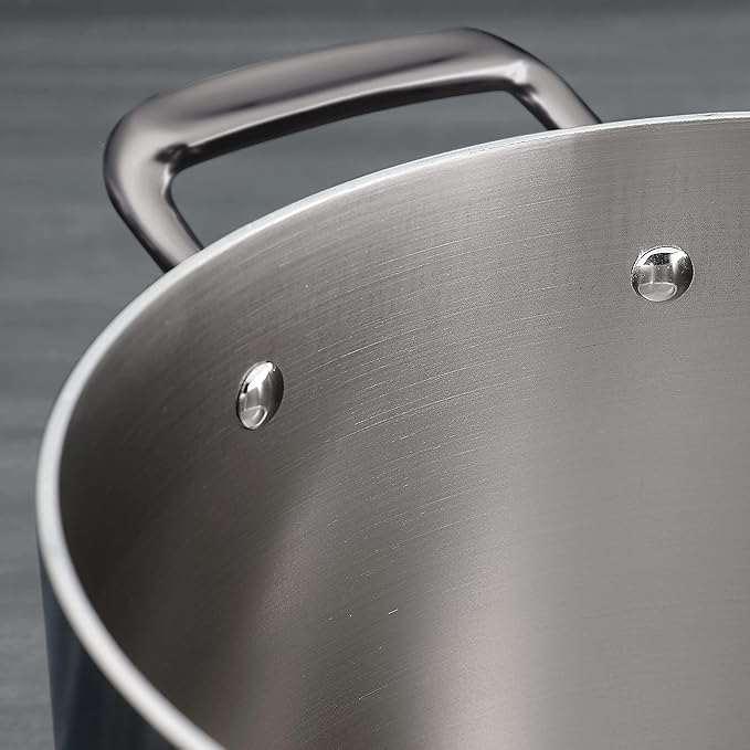 Tramontina Tri-Ply Clad Stainless Steel 6-Quart Braiser Pan with Glass Lid Induction-Ready Dishwasher-Safe NSF-Certified