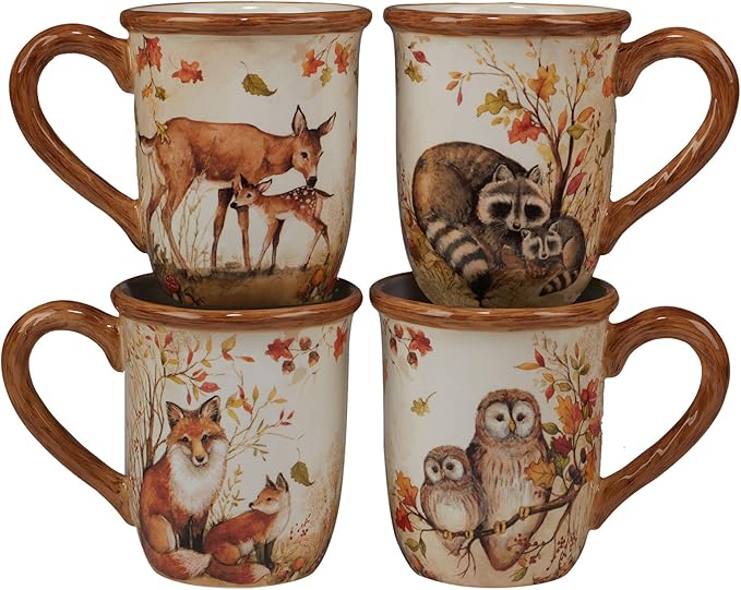 Certified International Pine Forest 16 pc Dinnerware Set Service for 4 BROWN