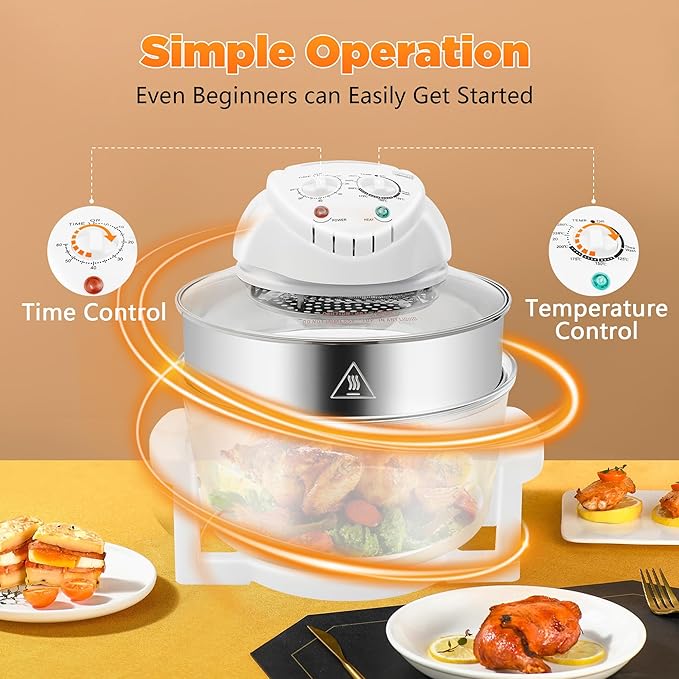 CNCEST Air Fryer Oven360 °Vertical Heating Grease Removal Infrared Convection Healthy Meal Electric Convection Oven Cooker with Fried Roasted Steamed Defrosted Function