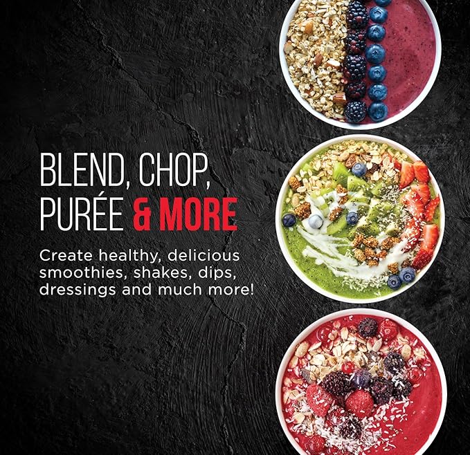 Chefman Personal Ultimate Kitchen Blender Quick Portable Blending of Shakes Smoothies Baby Food &amp Juice 2 Travel Cups Cover &amp Drinking Rim 6-Piece Set Dishwasher-Safe Stainless-Steel Bl