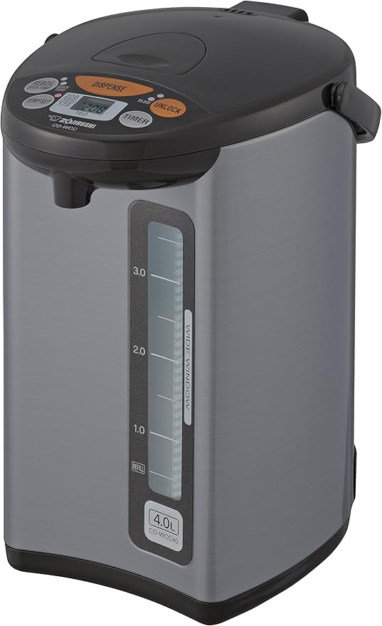 Zojirushi Micom Water Boiler &amp Warmer 135 oz. / 4.0 Liters Silver and Zojirushi NS-ZCC10 Neuro Fuzzy Rice Cooker 5.5-Cup uncooked rice / 1L White