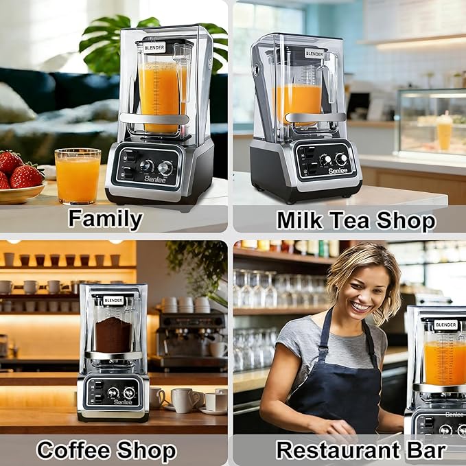Commercial Blender for Smoothies 2200W With Quiet Shield80oz BPA-Free Pitcher for ShakesSelf-Cleaning &amp Ice Crush Pro6-leaf Stainless Steel BladeSmoothie &amp Shake Maker for Restaurants Kit