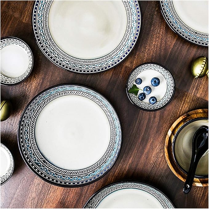 Dinner Plate Kitchen Dinnerware Set Ceramic Dinner Plate Sets Relief Craft Dinnerware Set Set Includes 1 Dinner Plates 1 Bowls 1 Mugs
