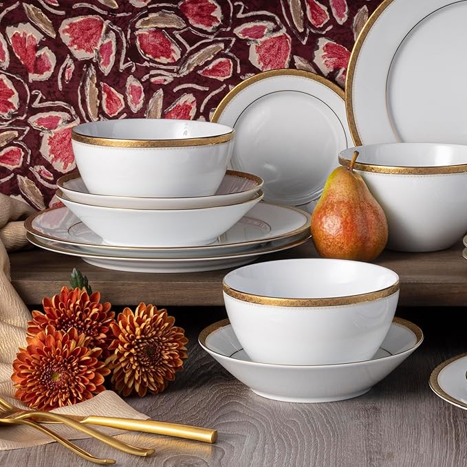 Noritake Charlotta Gold 30-Piece Dinnerware Set Service for 6