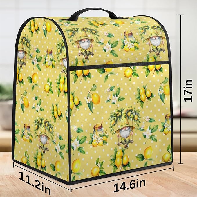 cfpolar Kitchen Aid Mixer Cover Compatible with 6-8 Quarts Yellow Lemon Flowers Stand Mixer Cover Kitchen Aid Mixers Accessories Appliance Organizer Bag Dust Covers with Zipper Pocket