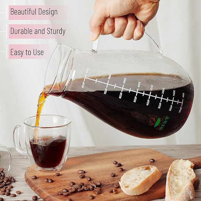 BTaT- Cold Brew Coffee Maker Iced Coffee Maker 2 Liter (2 Quart 64 oz) Iced Tea Maker Cold Brew Maker Tea Pitcher Coffee Accessories Iced Tea Pitcher Cold Brew System Cold Brew Pitcher