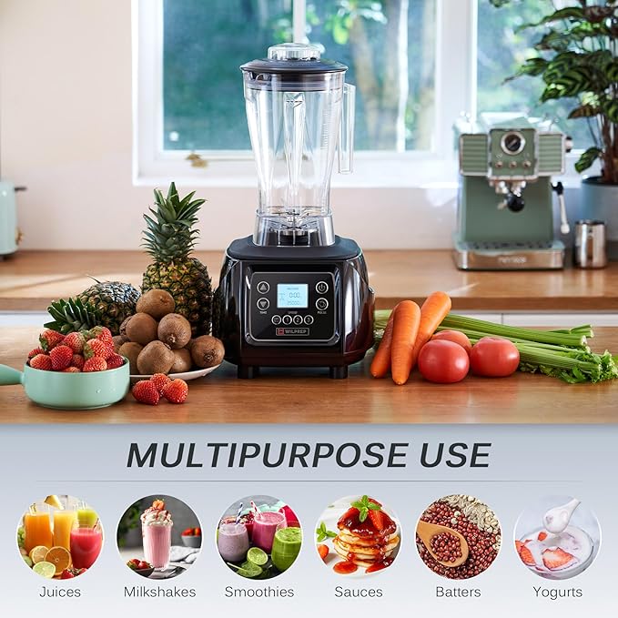 WILPREP 3.5 HP Commercial Blender Touchpad Timer 64 oz Jar NSF Certified