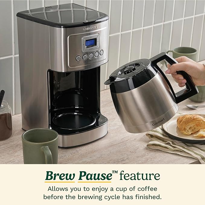Cuisinart 12-Cup Coffee Maker Programmable PerfecTemp Thermal Carafe Coffee Machine with 1-4 Cup Setting Brew Strength Control and Brew Pause Stainless Steel DCC-3400NAS Silver