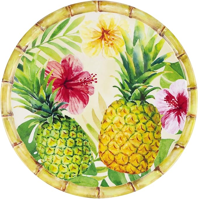 UPware 12 Piece Pineapple Melamine Dinnerware Sets Outdoor Dishes Set Plates and Bowls Sets Service for 4 Multicolor