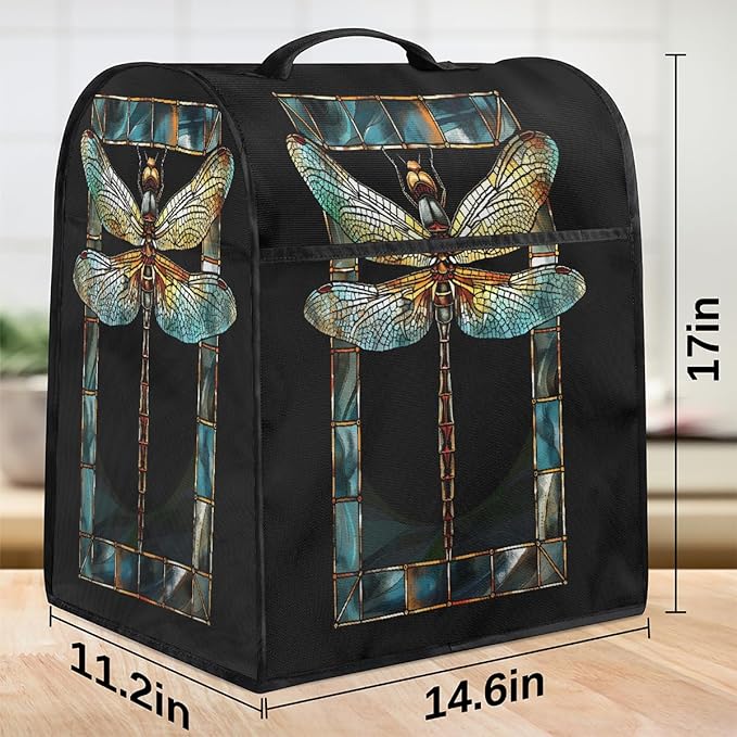cfpolar Kitchen Aid Mixer Cover Compatible with 6-8 Quarts Animal Glass Painting Dragonfly Stand Mixer Cover Kitchen Aid Mixers Accessories Appliance Organizer Bag Dust Covers with Zipper Pocket