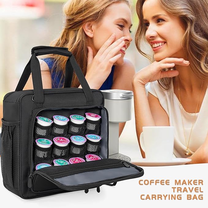 Coffee Maker Carrying Bag Compatible with Keurig K-Mini or K-Mini Plus Single Serve Coffee Brewer Portable Storage Bag with Extra Pockets Storage Tote Case With Multiple Pockets for K-Cup