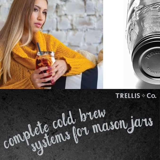 Cold Brew Coffee Maker | Stainless Steel 80 Micron Mesh Cold Brew Coffee Filter | Fits Both Quart &amp Half Gallon Wide Mouth Mason Jars | Also For Hot Iced &amp Sun Tea