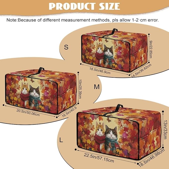 Doojoayie Cute Cat Toaster Cover 6 Slice Dust-Proof Toaster Oven Cover Stain Resistant Bread Machine Covers with Autumn Leaf Print Thanksgiving Home Kitchen Decoration