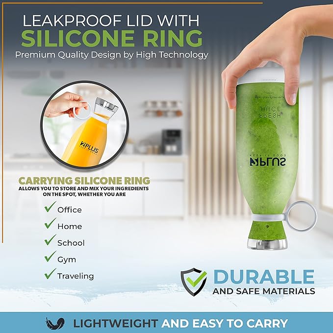 2Plus Portable Blender – 350ml Fresh Juice mini–Bottle Blender with BPA-Free – USB Rechargeable Personal Blender Cup for Smoothies Shakes Juices– Leakproof Handheld Blender for Travel Office Gym