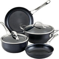 Anolon X Hybrid Nonstick Cookware Induction Pots and Pans Set Stainless steel handles 6 Piece - Dark Gray