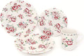 Tudor 16-Piece Premium Quality Round Porcelain Dinnerware Set Service for 4 - FRAGRANCE ROSE See 10 Designs INSIDE!