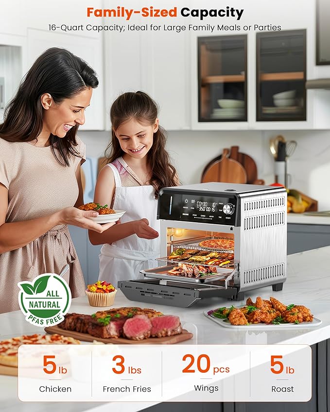 Nuwave Combi Steam Oven Non-Toxic Stainless Steel Multi-Cooker with Air Fry Sous Vide Toast &amp More 50-450°F Precision 120 Presets Moisture Control Programmable Easy to Clean 16 quarts