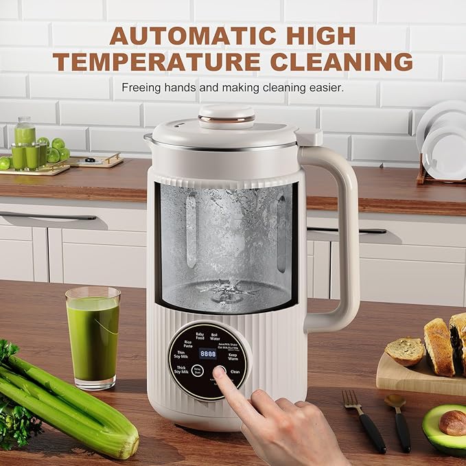 Nut Milk Maker35oz Automatic Homemade AlmondSoyOat Plant-Based MilkJuicewith 12 Blades/Self-Cleaning/12H Timer/Boil WaterWhite