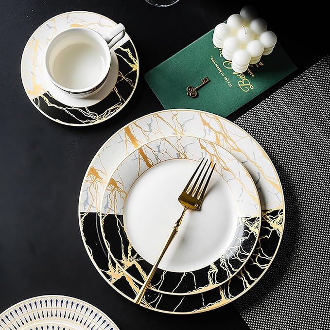 24-piece dinnerware sets dish set for 6 dinner plate set kitchen dish set with dinner plates and cup daily use lightweight for housewarming party plates and cups set