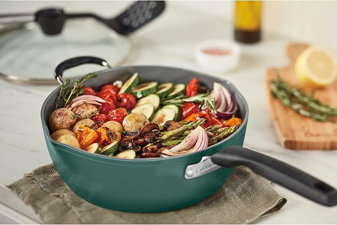 Cuisinart Preferred Pan 4-Pc Set - Sensible Sage Green (4.5 Qt. Multi-Purpose Pan w/Cover Steamer Slotted Turner)