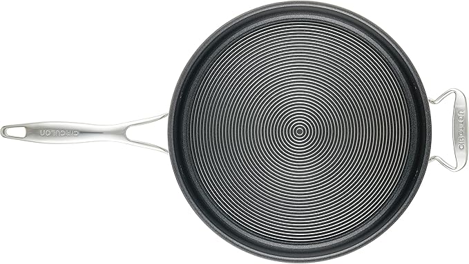 Circulon Clad Stainless Steel Saute Pan with Lid and Hybrid SteelShield and Nonstick Technology 5 Quart - Silver