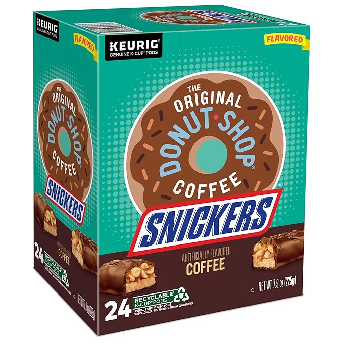 The Original Donut Shop Snickers Coffee Keurig Single Serve K-Cup Pods Flavored Coffee 96 Count (4 Packs of 24)