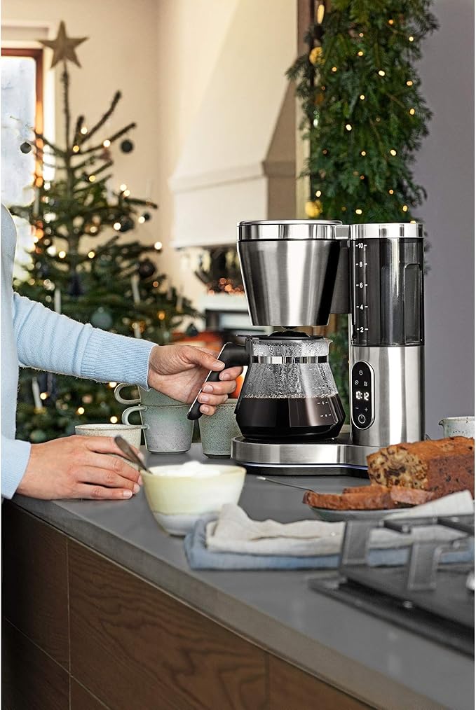 WMF Lumero Filter Coffee Machine Electric Coffee Pot with Glass Carafe Filter Coffee 10 Cups Timer Function Heating Plate Removable Water Tank Auto Shut-Off 1000W
